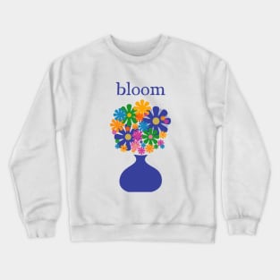 Mid Century Modern Flower Bloom Cheerful Retro Flowers in Vase Crewneck Sweatshirt
